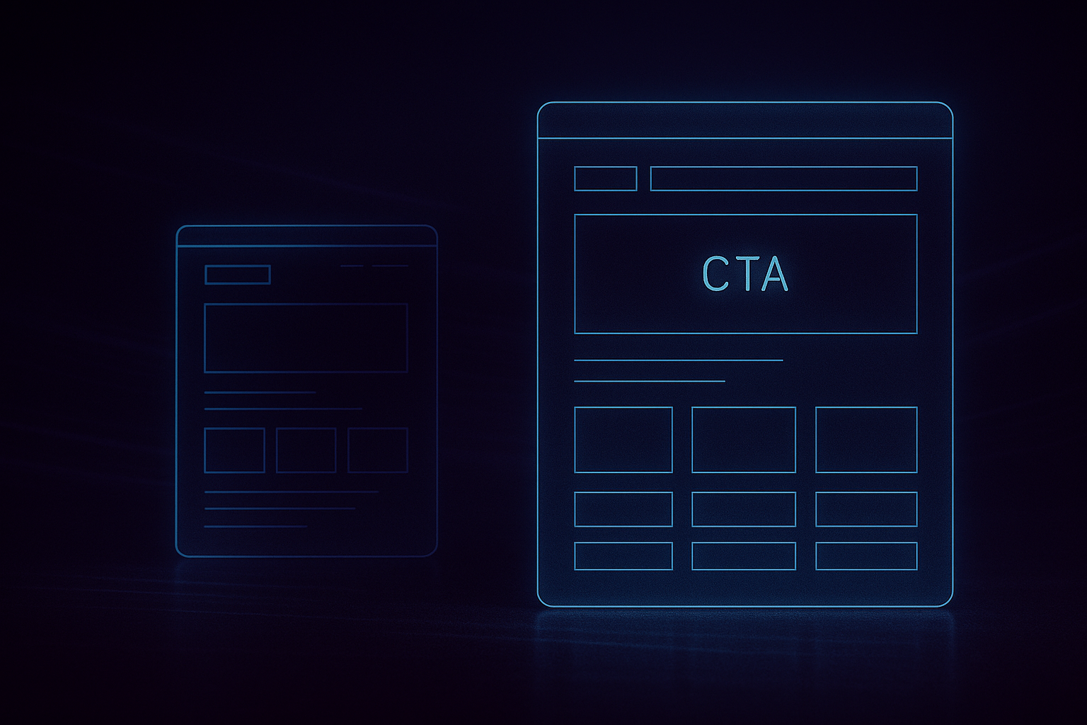 Cinematic neon visual showing a traditional website layout beside a conversion-optimised marketing website interface, symbolising Smart WSI Marketing’s data-driven approach in Edmonton.